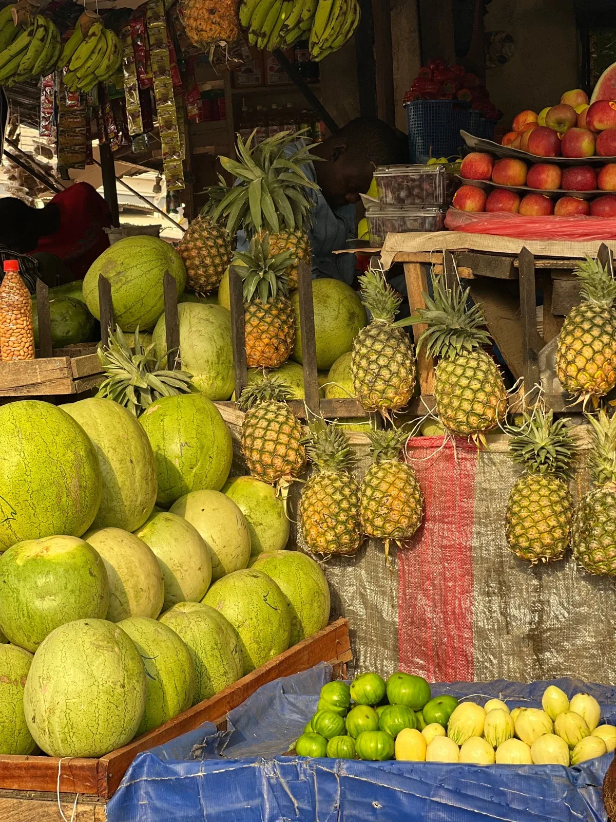 Fruit stacked on a market stall